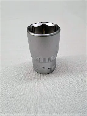 Dop zeskant 17 mm 1/2 inch satin-finish
